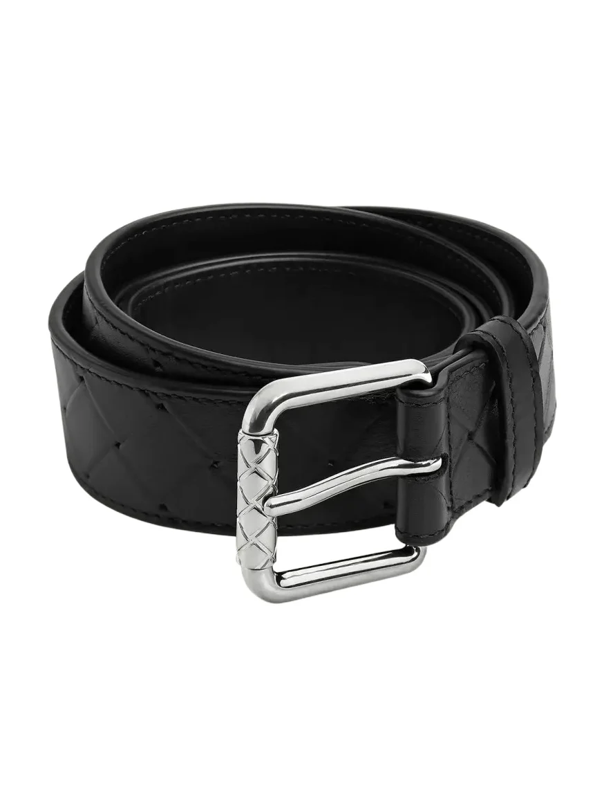 Bottega Veneta Men's Intrecciato Stamp Leather Belt