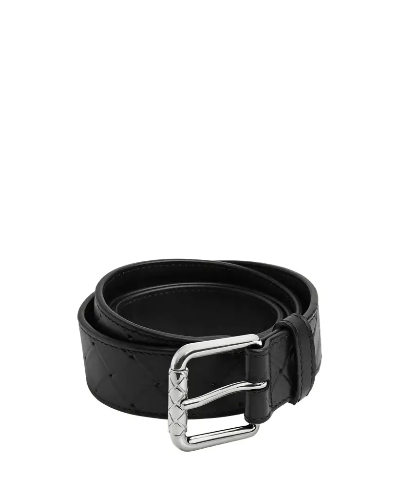 Bottega Veneta Men's Intrecciato Stamp Leather Belt