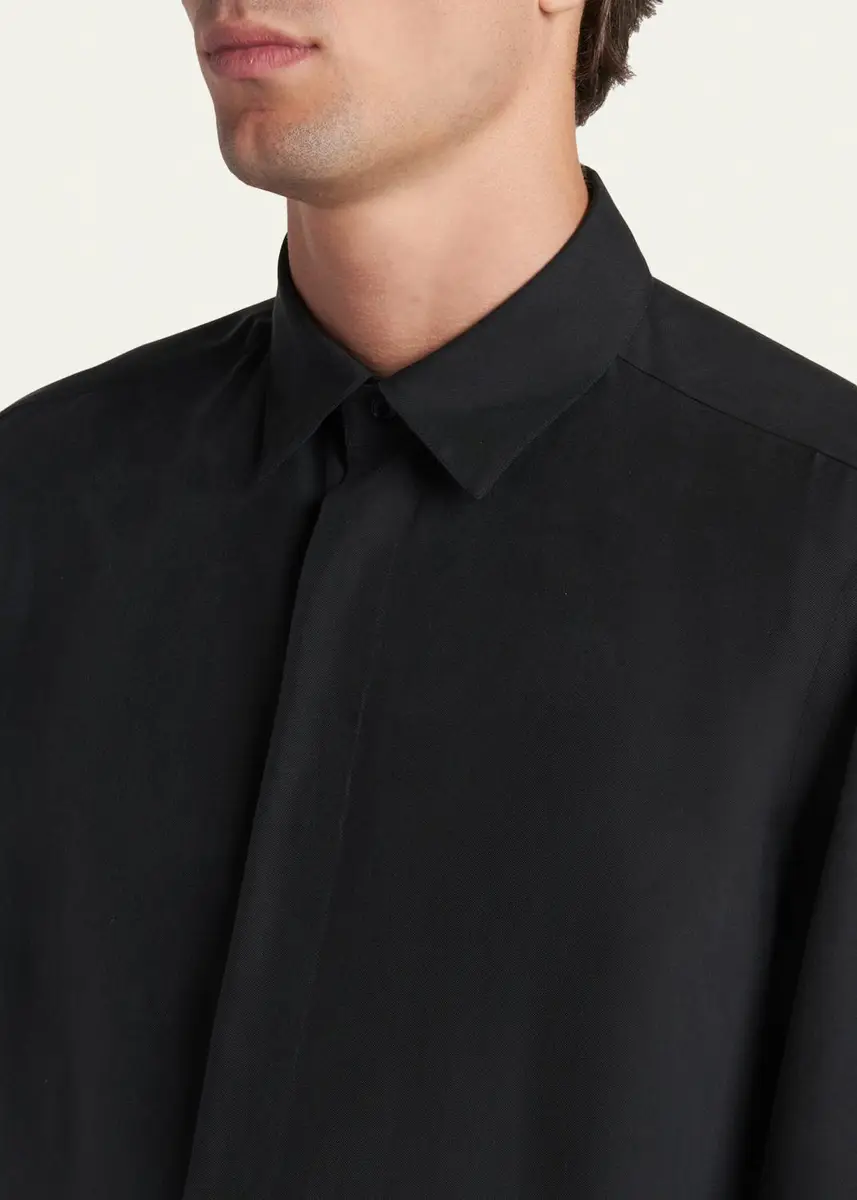 Tom Ford Men's Cupro Twill Concealed-Placket Sport Shirt | Thumbnail 5 Tom Ford Men's Cupro Twill Concealed-Placket Sport Shirt | Thumbnail 5