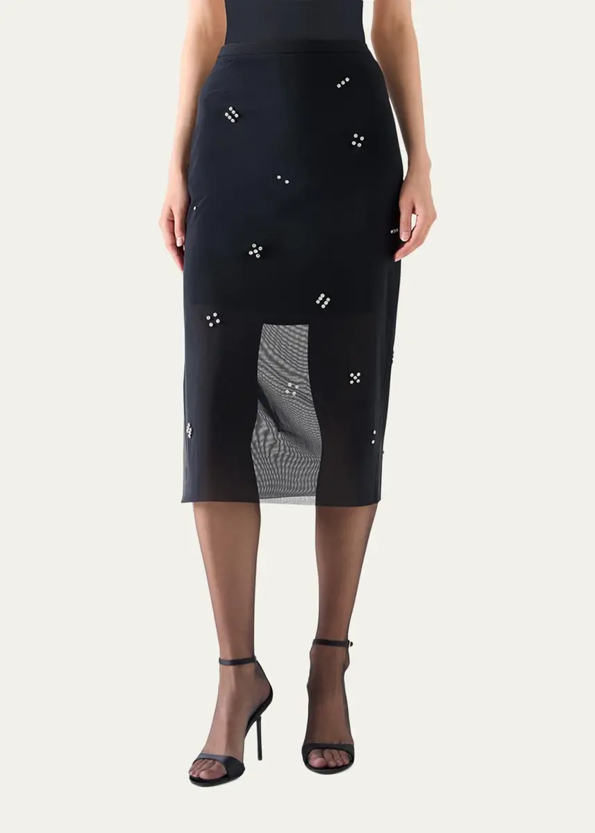 Akris punto Diamond Dice Dot Pencil Midi Skirt | Thumbnail 2 Akris punto Diamond Dice Dot Pencil Midi Skirt | Thumbnail 2
