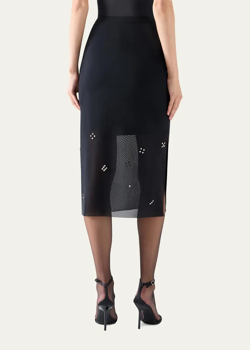 Akris punto Diamond Dice Dot Pencil Midi Skirt | Thumbnail 3 Akris punto Diamond Dice Dot Pencil Midi Skirt | Thumbnail 3