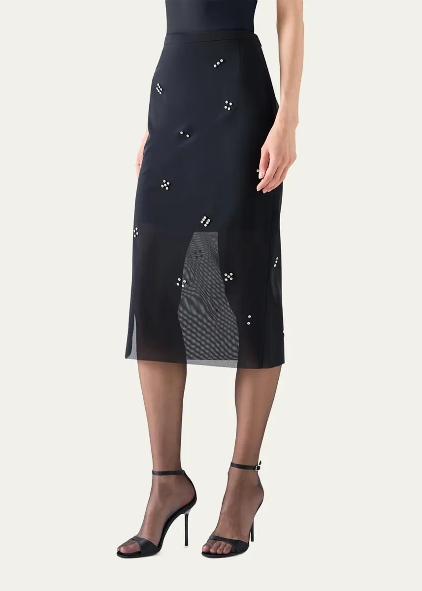 Akris punto Diamond Dice Dot Pencil Midi Skirt | Thumbnail 4 Akris punto Diamond Dice Dot Pencil Midi Skirt | Thumbnail 4