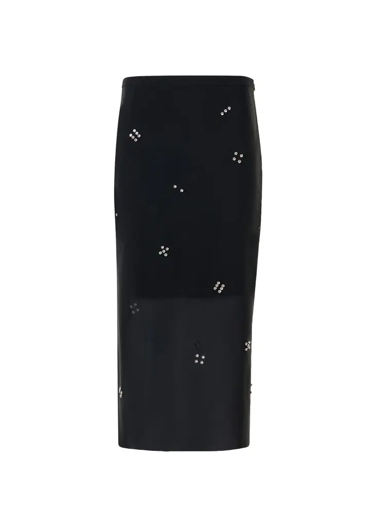 Akris punto Diamond Dice Dot Pencil Midi Skirt