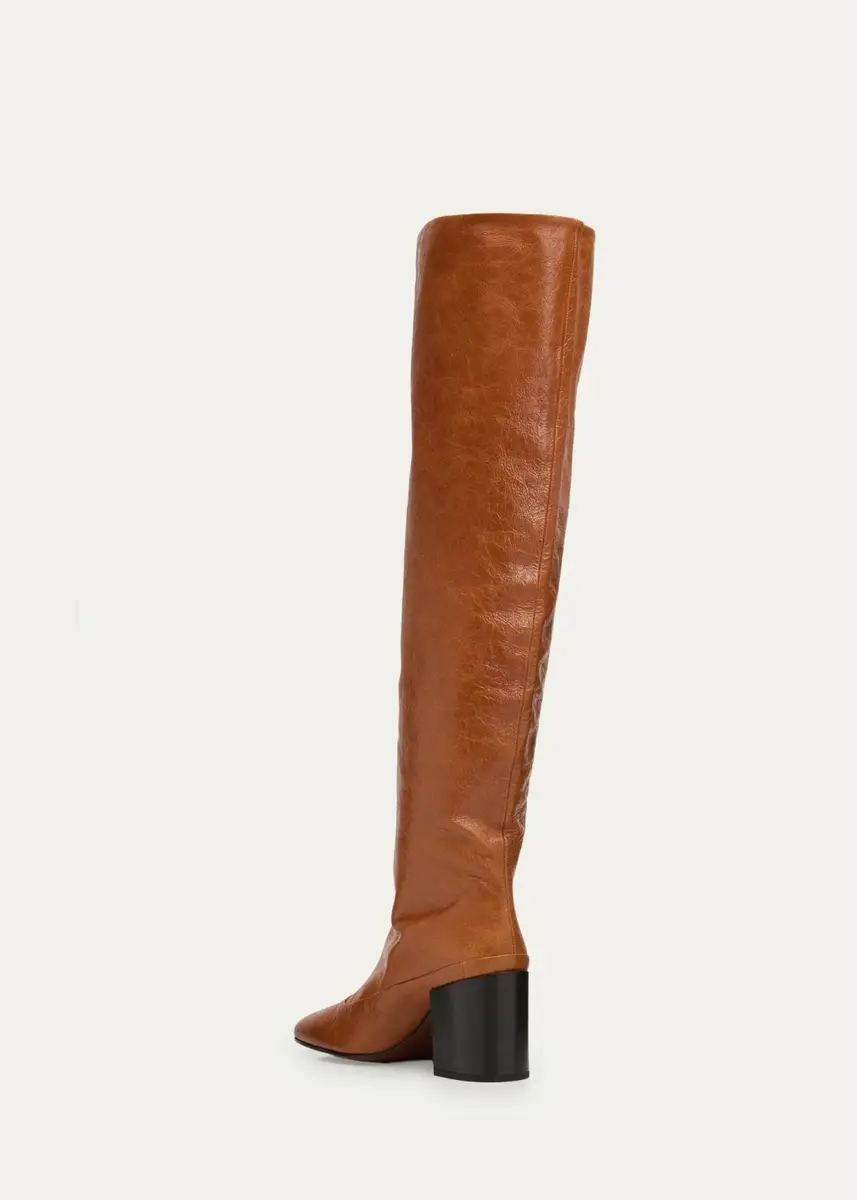 Dries Van Noten 70mm Crinkled Leather Over-the-Knee Boots | Thumbnail 2 Dries Van Noten 70mm Crinkled Leather Over-the-Knee Boots | Thumbnail 2
