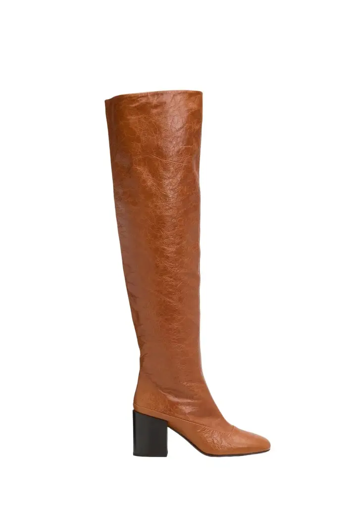 Dries Van Noten 70mm Crinkled Leather Over-the-Knee Boots