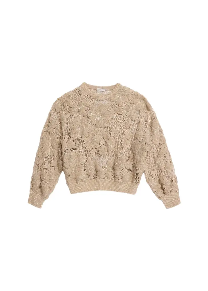 Brunello Cucinelli Couture Mohair Floral and Sequin Sweater
