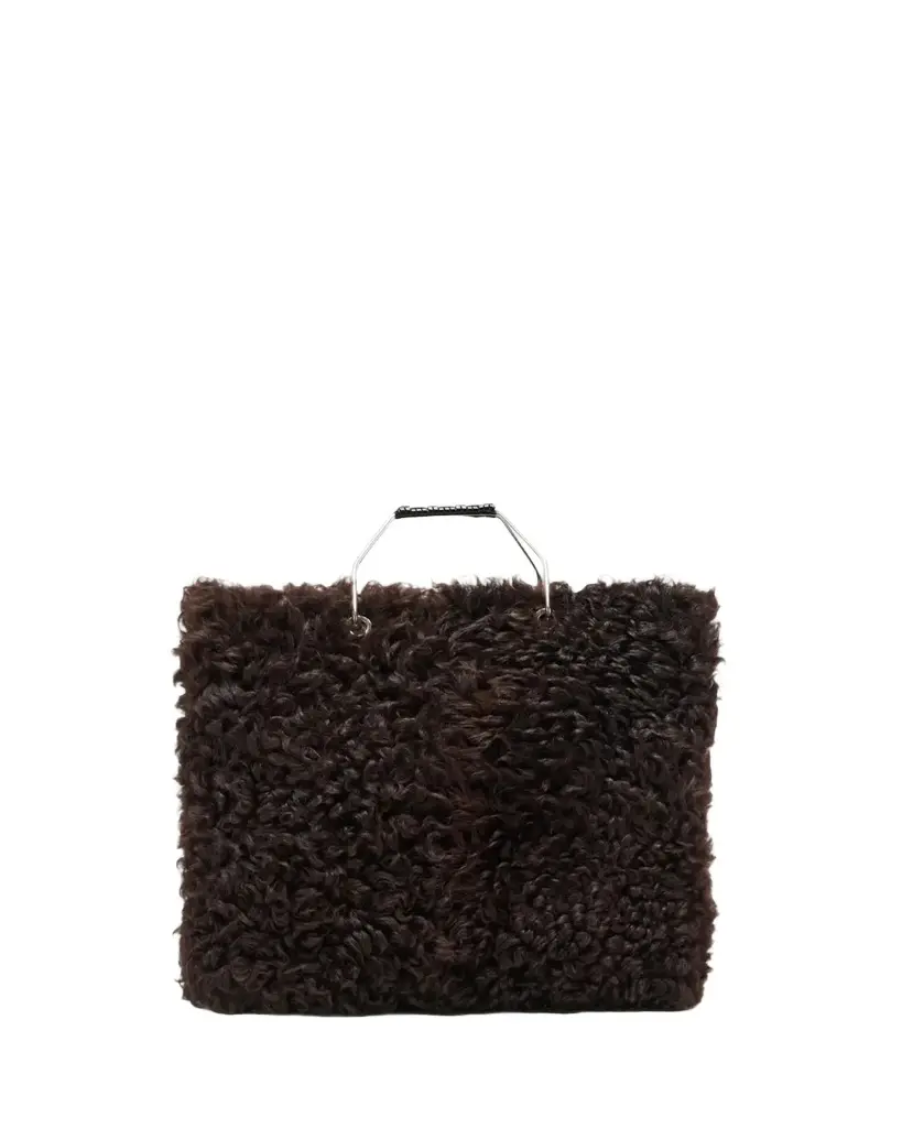 Plan C Big Shearling Shopper Top-Handle Bag