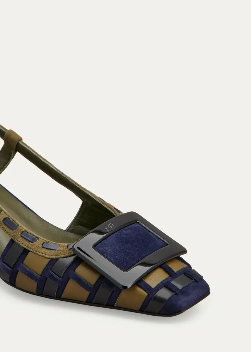Roger Vivier 45mm Belle Vivier Infilature Woven Leather Slingback Pumps | Thumbnail 3 Roger Vivier 45mm Belle Vivier Infilature Woven Leather Slingback Pumps | Thumbnail 3
