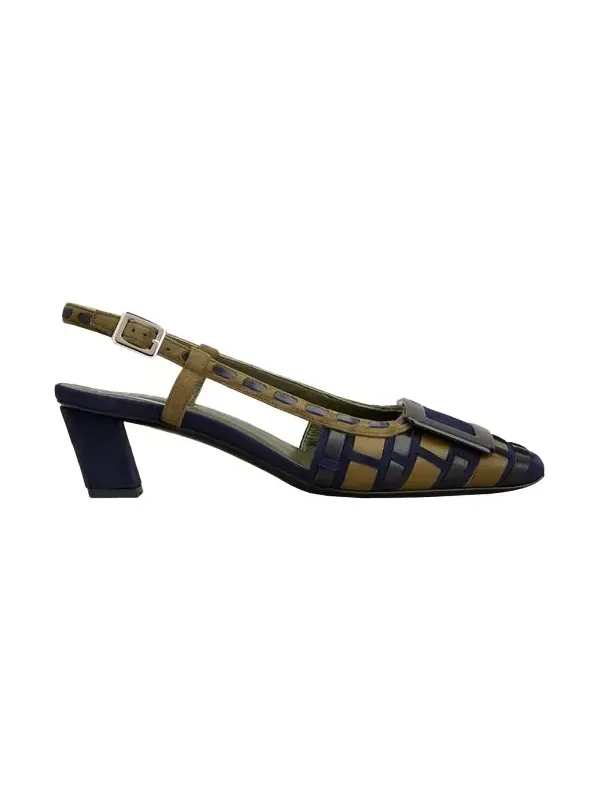 Roger Vivier 45mm Belle Vivier Infilature Woven Leather Slingback Pumps