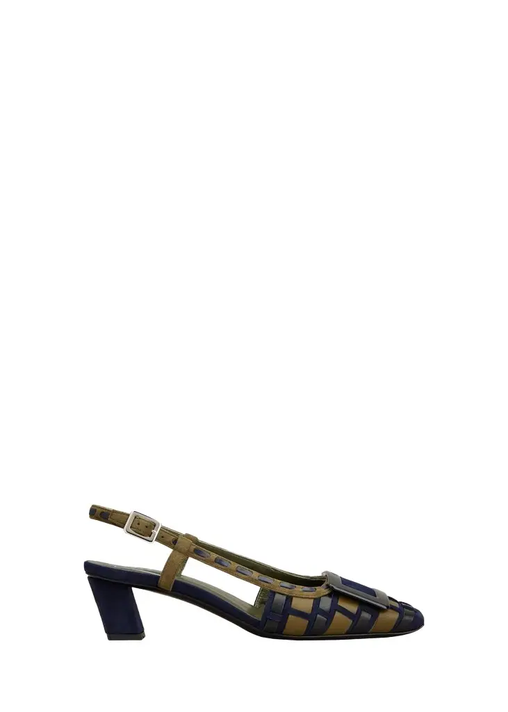 Roger Vivier 45mm Belle Vivier Infilature Woven Leather Slingback Pumps