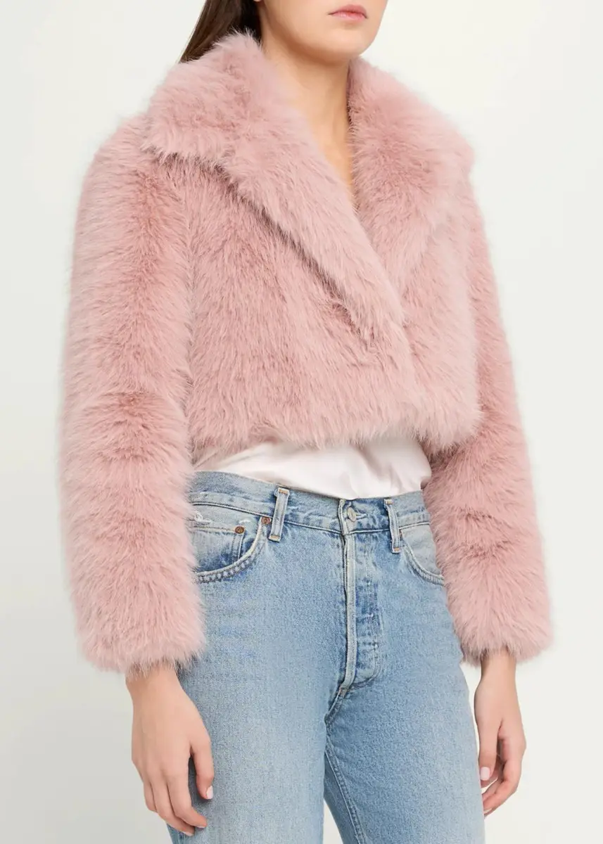 LoveShackFancy Stroma Faux Fur Crop Jacket | Thumbnail 4 LoveShackFancy Stroma Faux Fur Crop Jacket | Thumbnail 4