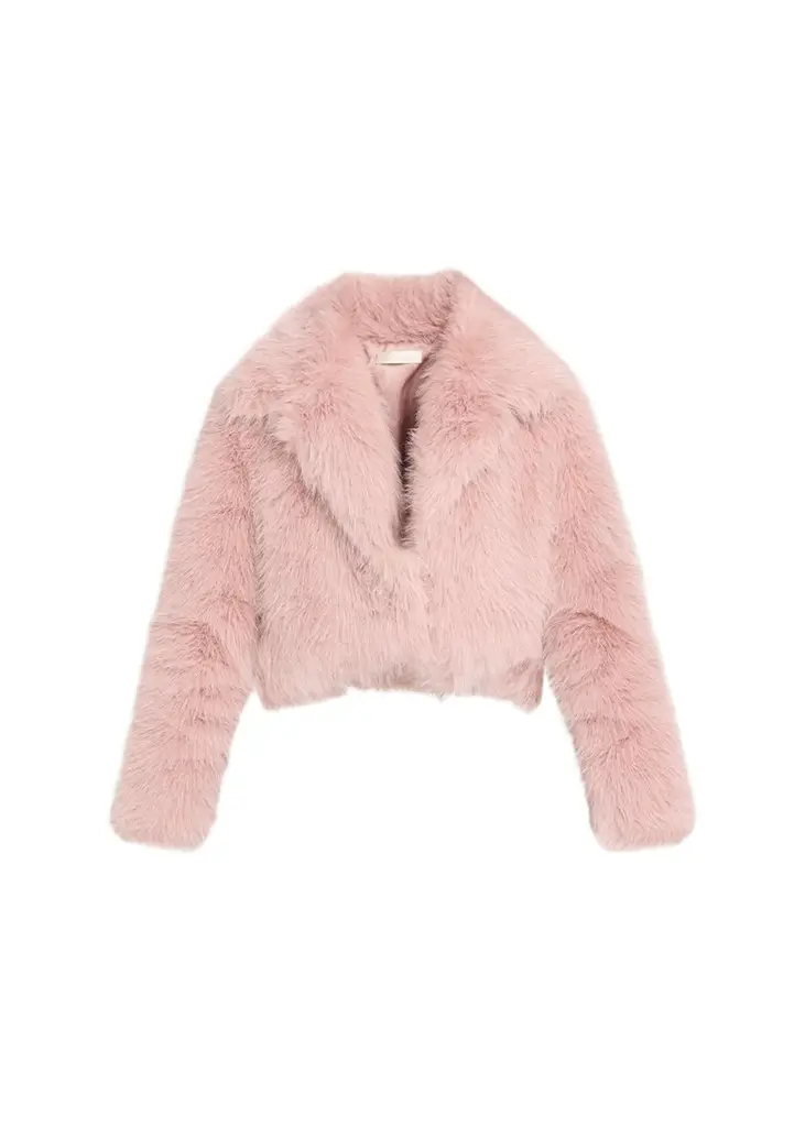LoveShackFancy Stroma Faux Fur Crop Jacket