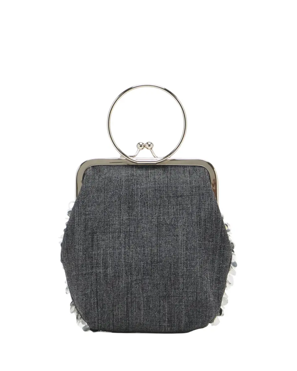 Plan C Small Metal Ring Denim Top-Handle Bag | Thumbnail 2 Plan C Small Metal Ring Denim Top-Handle Bag | Thumbnail 2