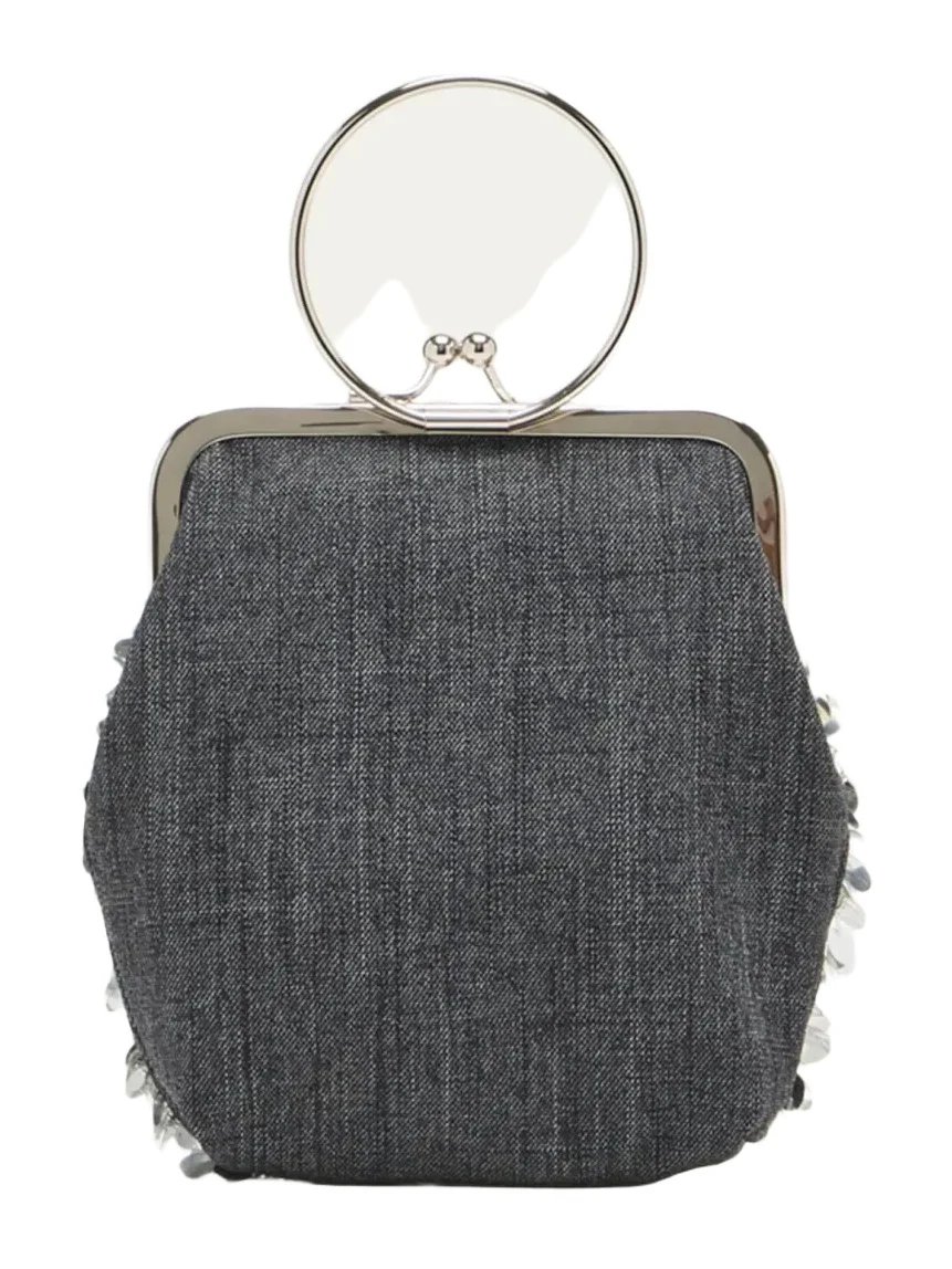 Plan C Small Metal Ring Denim Top-Handle Bag