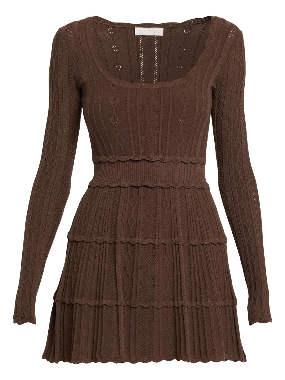 Lunelle Pointelle Knit Long-Sleeve Mini Dress Lunelle Pointelle Knit Long-Sleeve Mini Dress