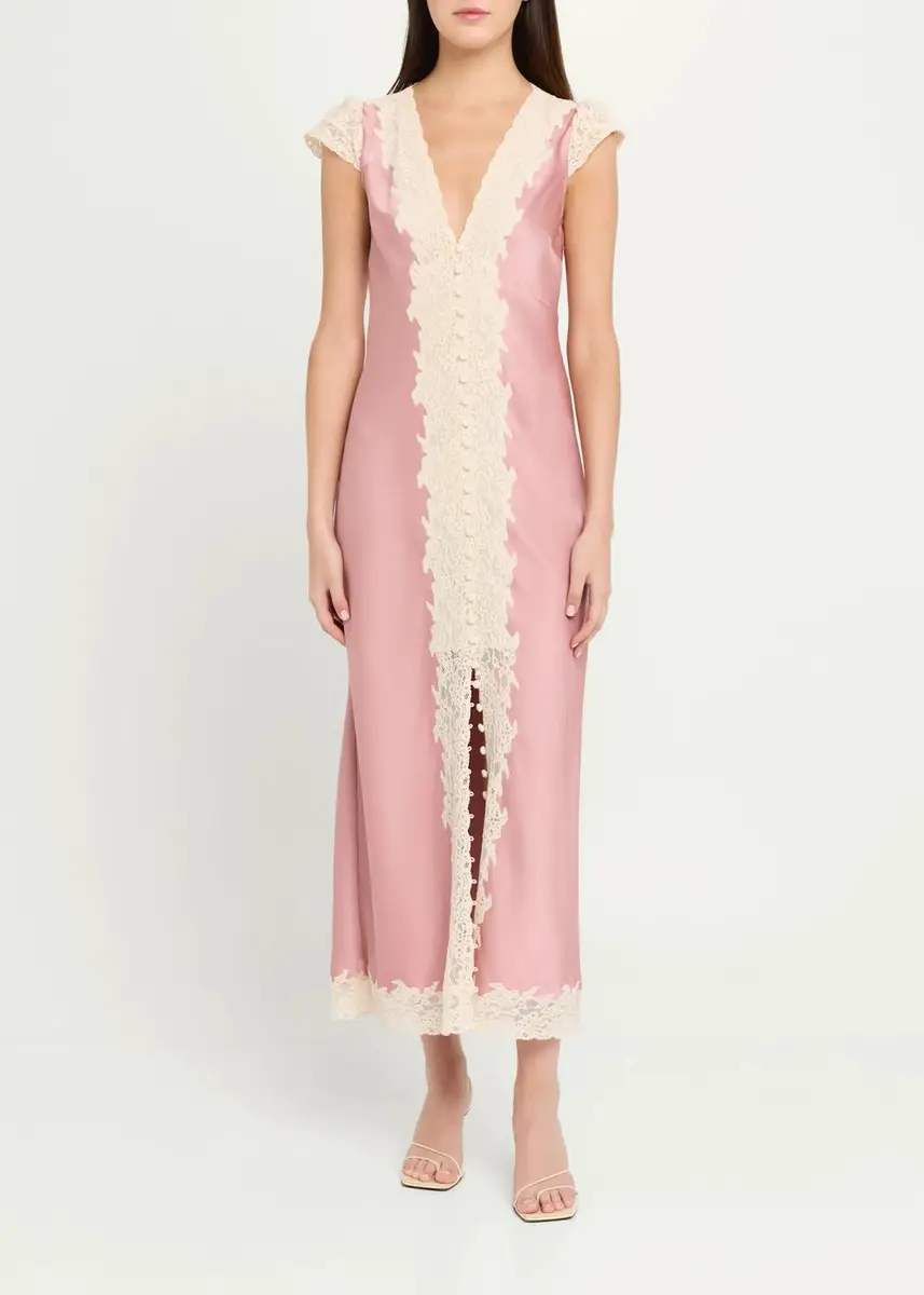 LoveShackFancy Para Laced Crepe Maxi Dress | Thumbnail 2 LoveShackFancy Para Laced Crepe Maxi Dress | Thumbnail 2