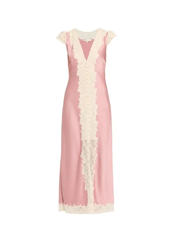 LoveShackFancy Para Laced Crepe Maxi Dress