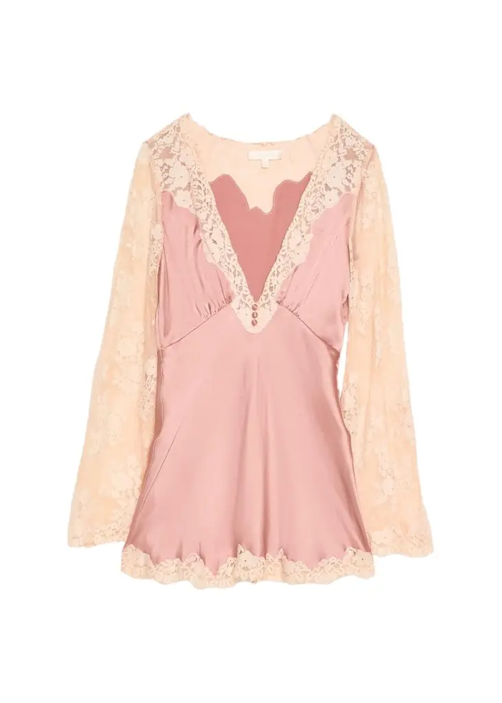 LoveShackFancy Dawselle Lace-Trim Mini Dress