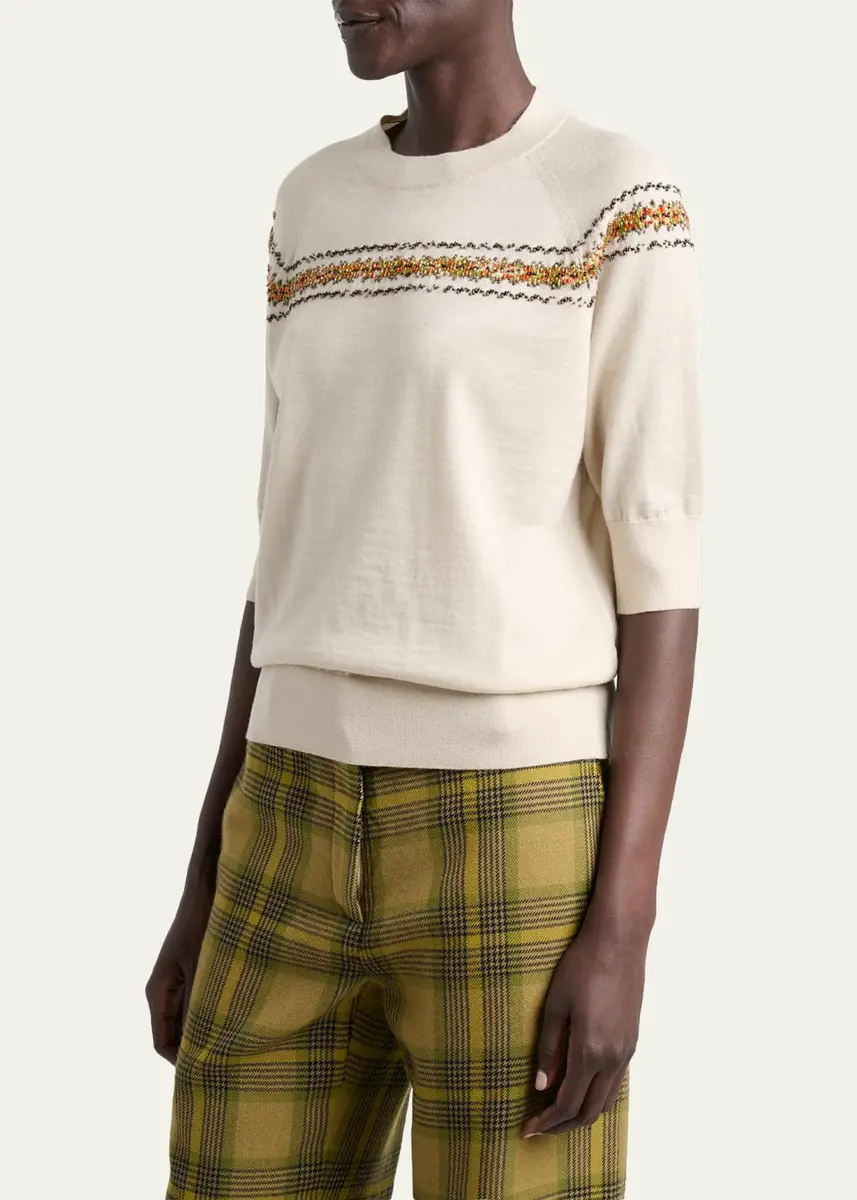 Dries Van Noten Tuano Embellished Merino Wool Sweater | Thumbnail 3 Dries Van Noten Tuano Embellished Merino Wool Sweater | Thumbnail 3