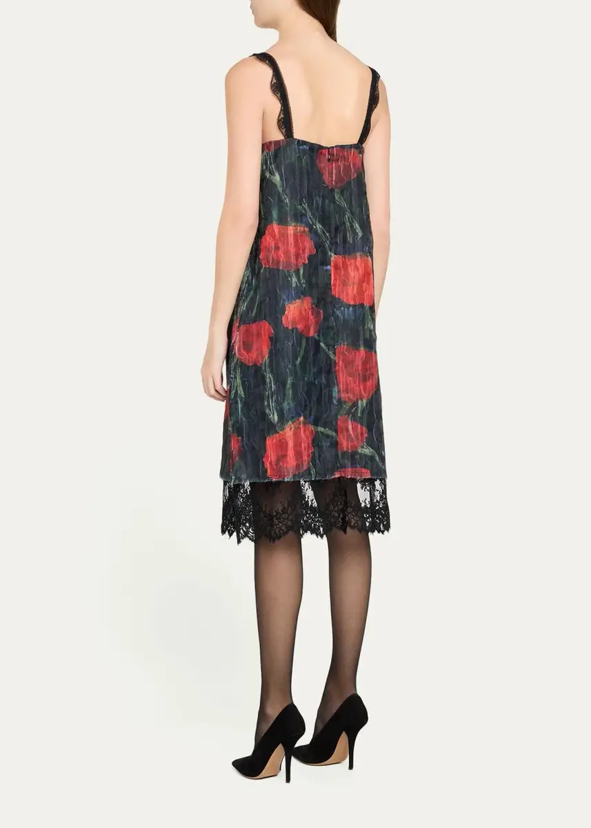 Willy Chavarria Fondo Floral-Print Sleeveless Lace-Trim Midi Slip Dress | Thumbnail 3 Willy Chavarria Fondo Floral-Print Sleeveless Lace-Trim Midi Slip Dress | Thumbnail 3
