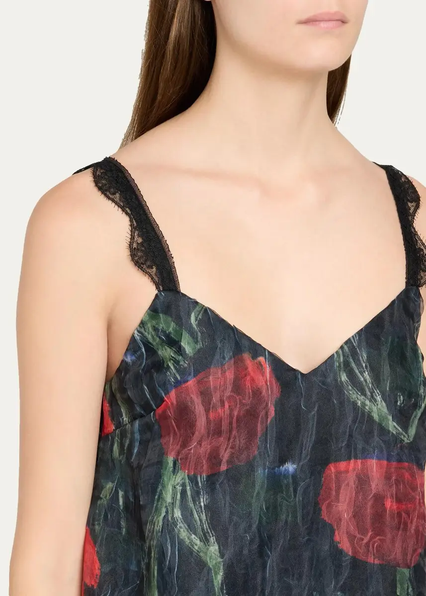 Willy Chavarria Fondo Floral-Print Sleeveless Lace-Trim Midi Slip Dress | Thumbnail 5 Willy Chavarria Fondo Floral-Print Sleeveless Lace-Trim Midi Slip Dress | Thumbnail 5
