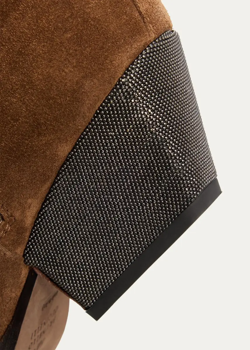 Brunello Cucinelli 25mm Monili-Heel Suede Knee-High Boots | Thumbnail 5 Brunello Cucinelli 25mm Monili-Heel Suede Knee-High Boots | Thumbnail 5
