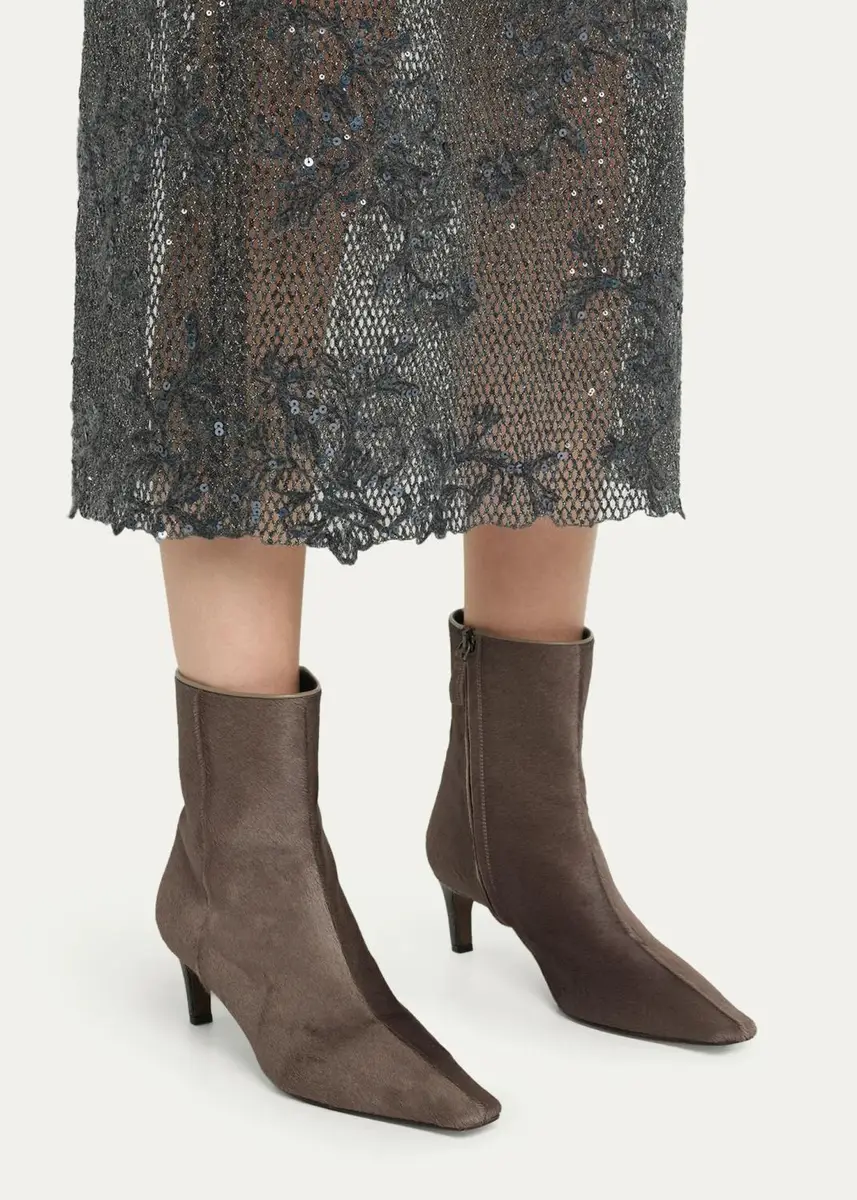 Brunello Cucinelli 50mm Monili-Heel Calf Hair Ankle Boots | Thumbnail 2 Brunello Cucinelli 50mm Monili-Heel Calf Hair Ankle Boots | Thumbnail 2