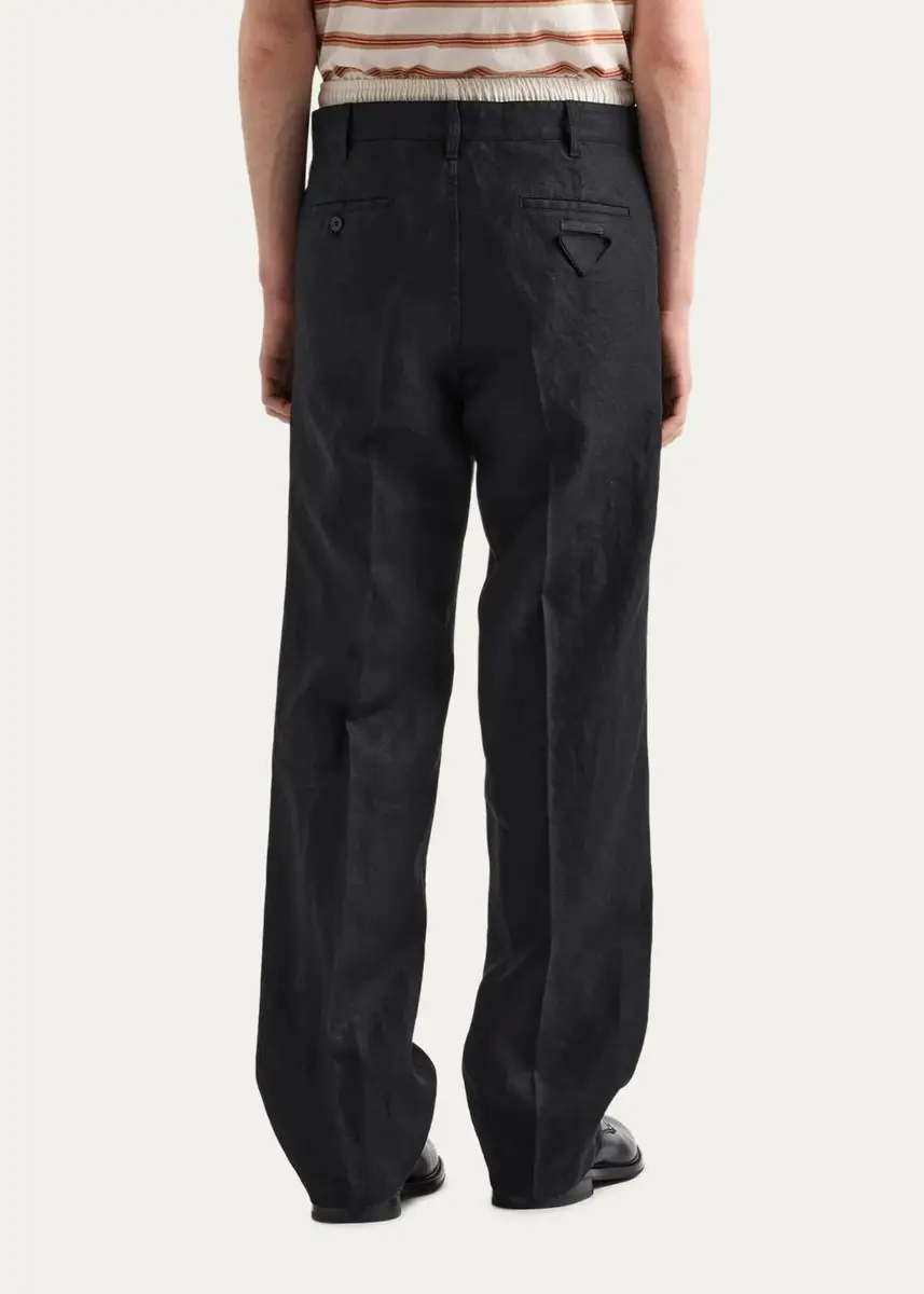 Prada Men's Wide-Leg Linen Pants | Thumbnail 3