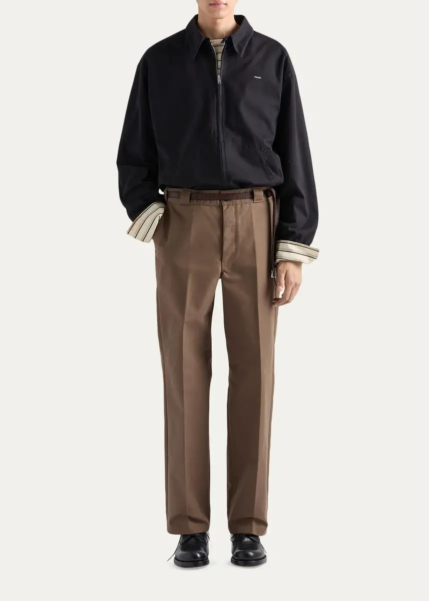 Prada Men's Cotton Poplin Zip-Front Jacket | Thumbnail 2 Prada Men's Cotton Poplin Zip-Front Jacket | Thumbnail 2