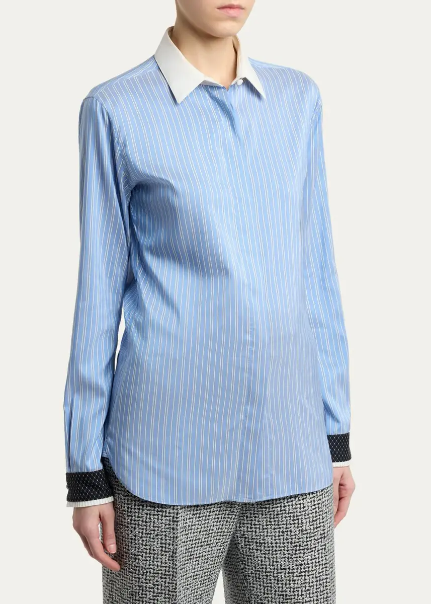 Tom Ford Striped Silk Button-Down Shirt | Thumbnail 4 Tom Ford Striped Silk Button-Down Shirt | Thumbnail 4