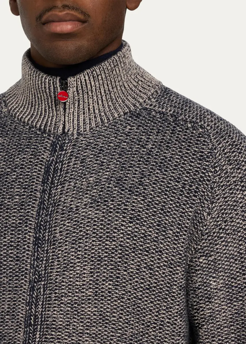 Kiton Men's Wool and Cashmere Mouline Full-Zip Cardigan | Thumbnail 5 Kiton Men's Wool and Cashmere Mouline Full-Zip Cardigan | Thumbnail 5