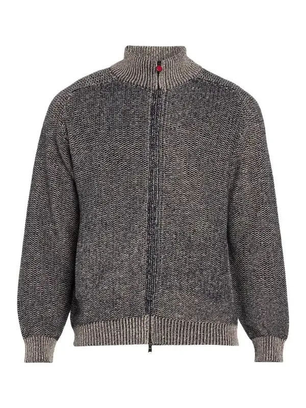 Kiton Men's Wool and Cashmere Mouline Full-Zip Cardigan