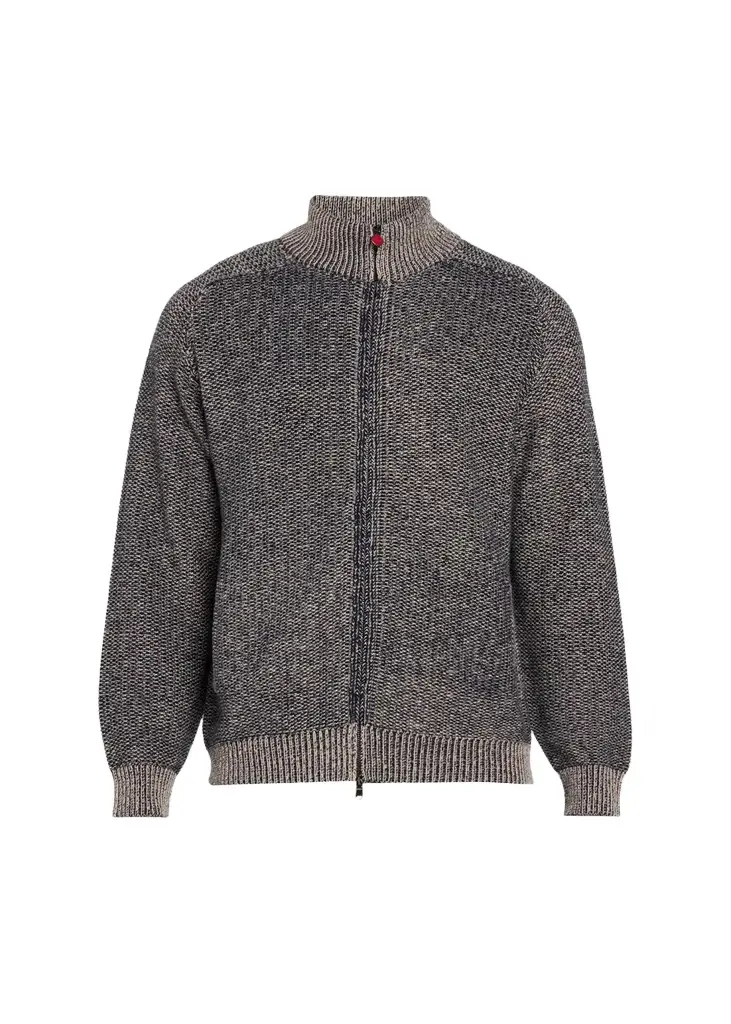 Kiton Men's Wool and Cashmere Mouline Full-Zip Cardigan