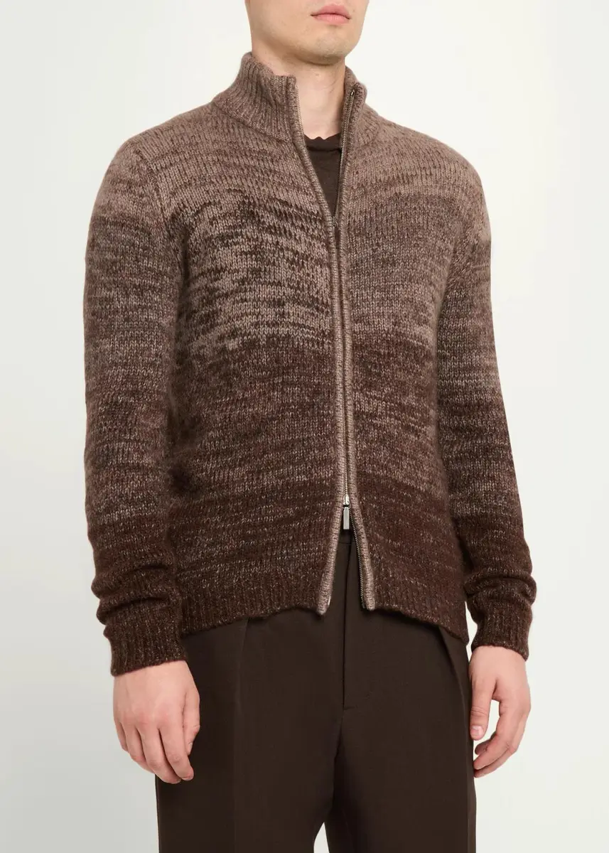 Iris Von Arnim Men's Tonal Ombré Cashmere-Silk Cardigan | Thumbnail 4 Iris Von Arnim Men's Tonal Ombré Cashmere-Silk Cardigan | Thumbnail 4