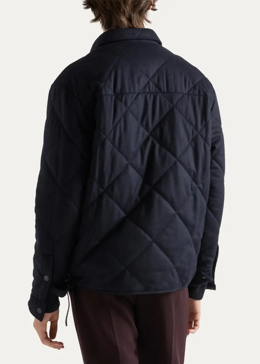 Prada Men's Padded Cashmere Overshirt | Thumbnail 3
