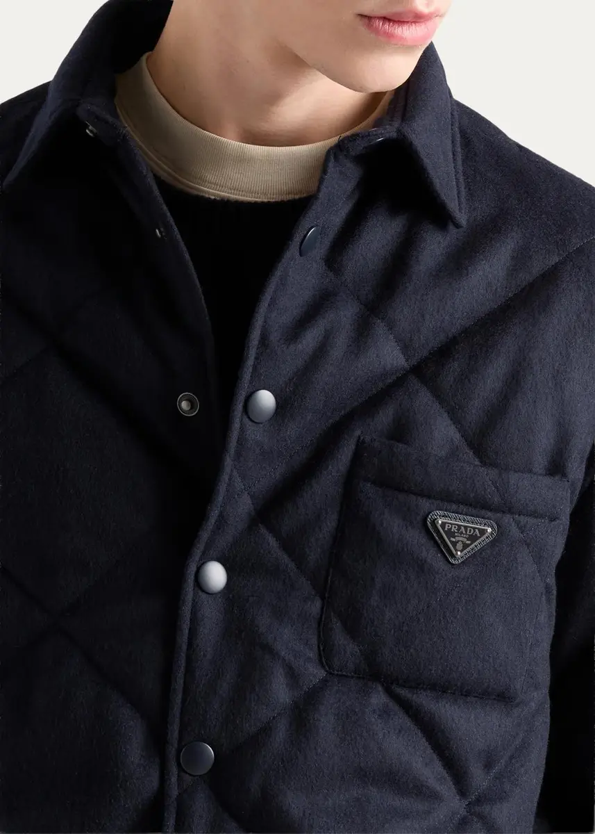 Prada Men's Padded Cashmere Overshirt | Thumbnail 5