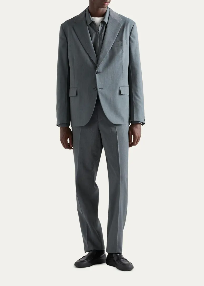 Prada Men's Mouliné Wool Single-Breasted Blazer | Thumbnail 2 Prada Men's Mouliné Wool Single-Breasted Blazer | Thumbnail 2