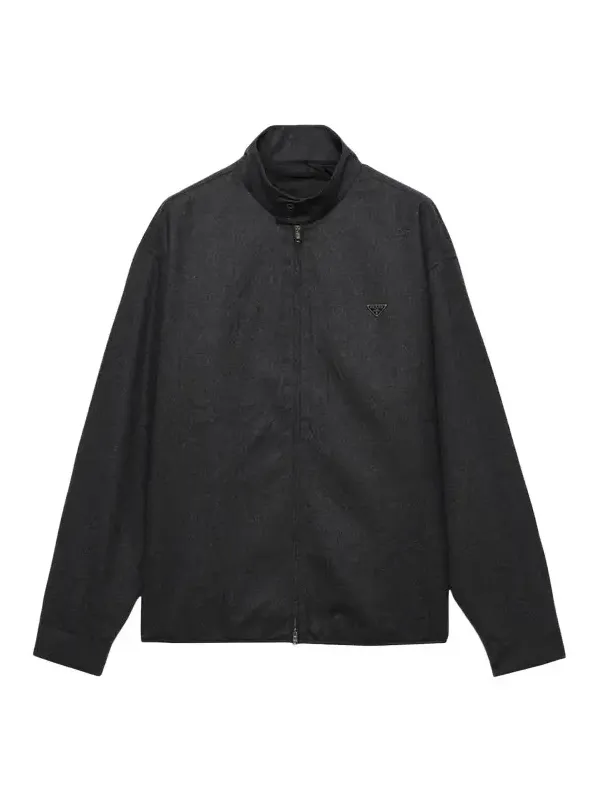 Prada Men's Wool Flannel Zip-Front Shirt