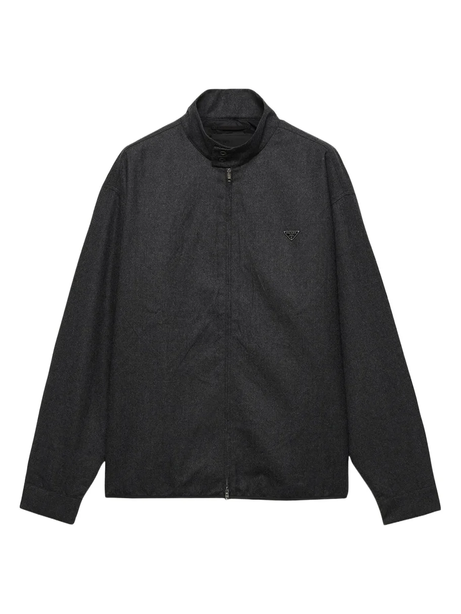 Prada Men's Wool Flannel Zip-Front Shirt