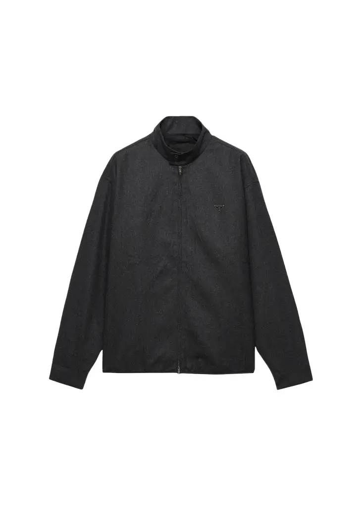 Prada Men's Wool Flannel Zip-Front Shirt