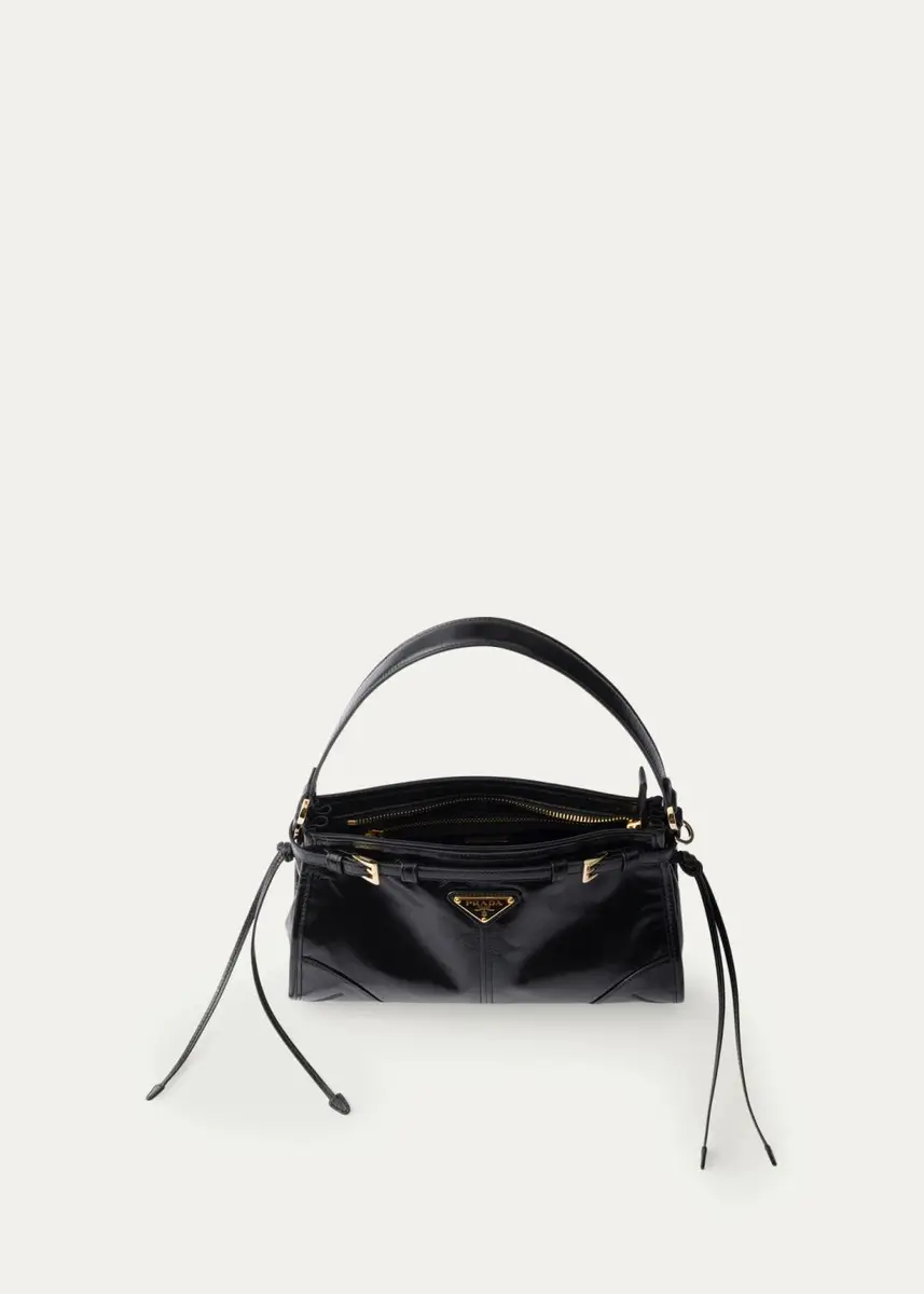 Prada Bonnie Belted Glossy Leather Top-Handle Bag | Thumbnail 3