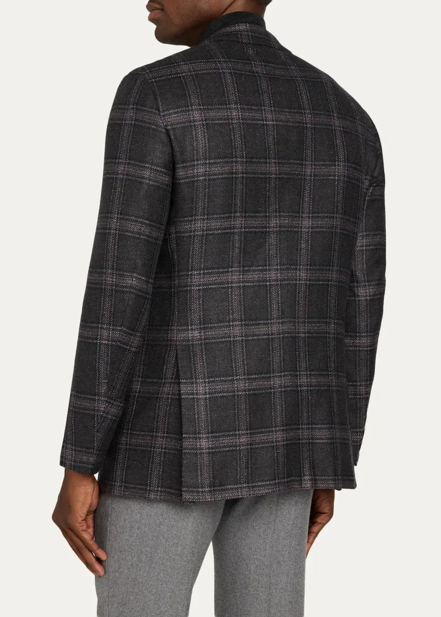 Kiton Men's Tonal Plaid Single-Breasted Sport Coat | Thumbnail 3 Kiton Men's Tonal Plaid Single-Breasted Sport Coat | Thumbnail 3