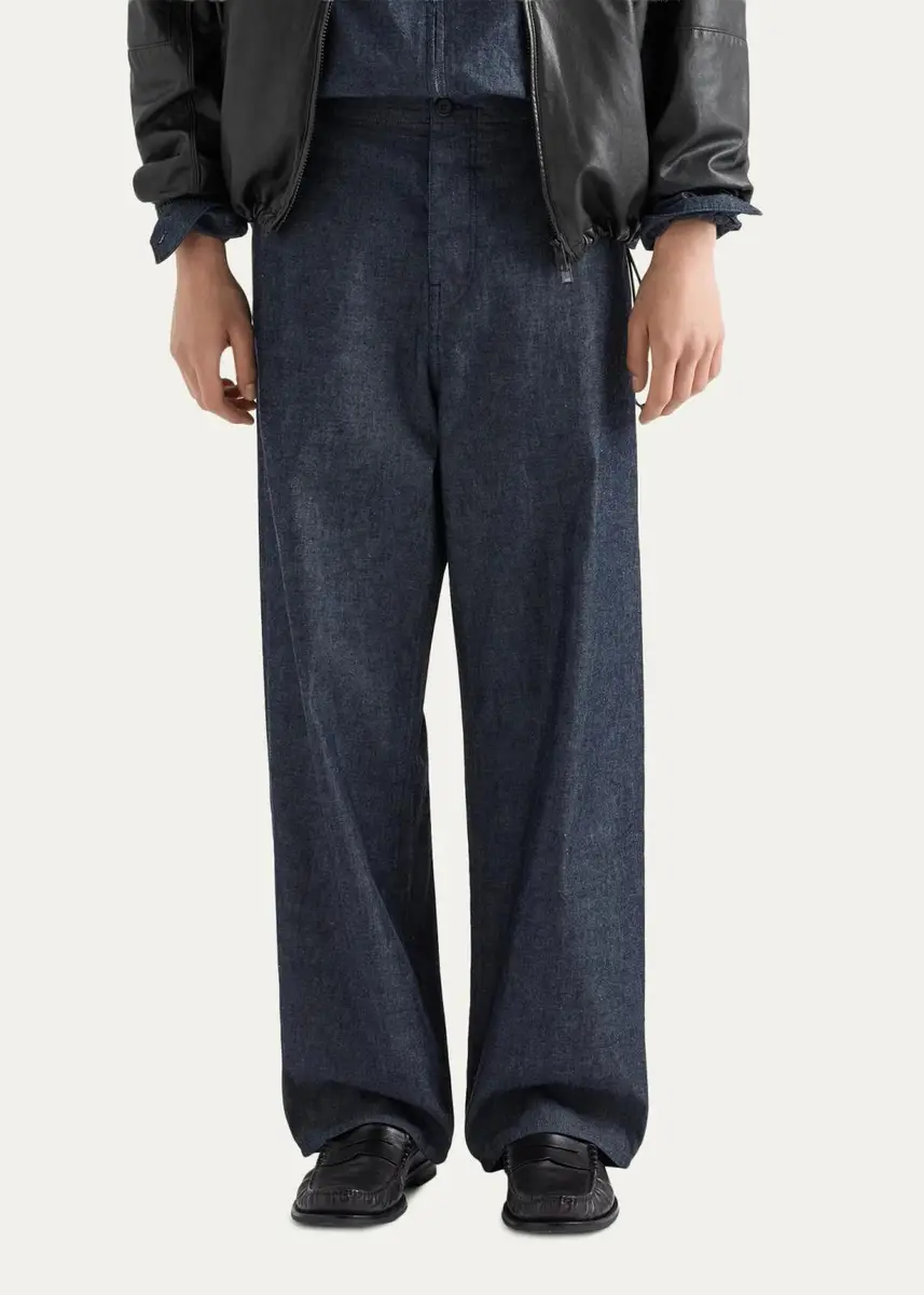 Prada Men's Washed Chambray Pants | Thumbnail 4