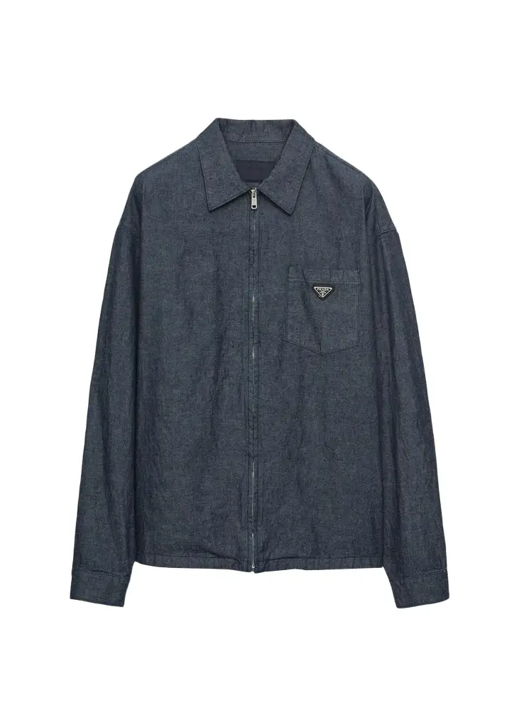 Men's Washed Chambray Zip-Front Shirt Men's Washed Chambray Zip-Front Shirt