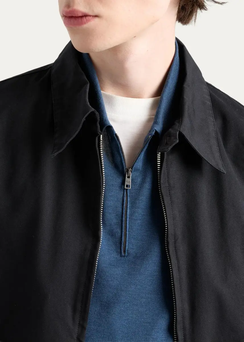 Prada Men's Silk and Cotton Polo Shirt | Thumbnail 4