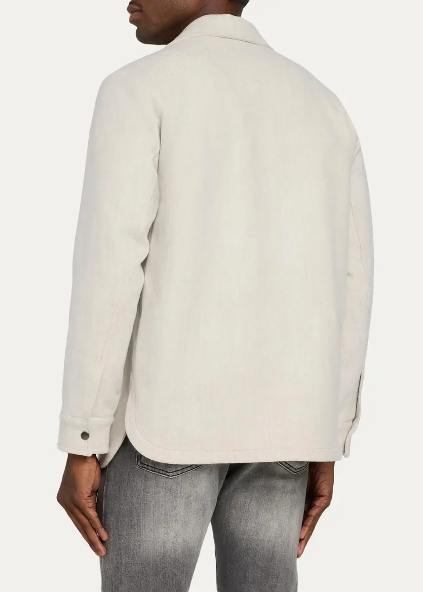 Kiton Men's Virgin Wool Snap-Front Shirt Jacket | Thumbnail 3