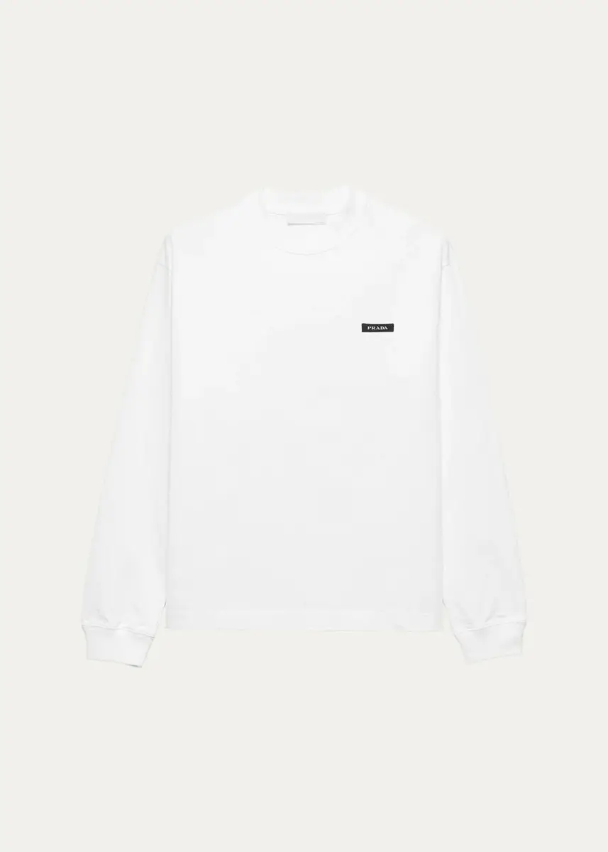 Prada Men's Logo Long-Sleeved Cotton T-Shirt
