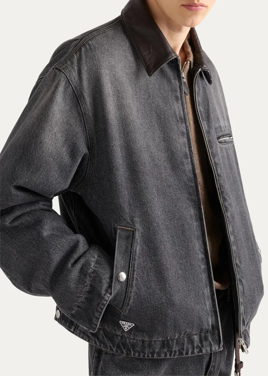 Prada Men's Denim Blouson Jacket | Thumbnail 4