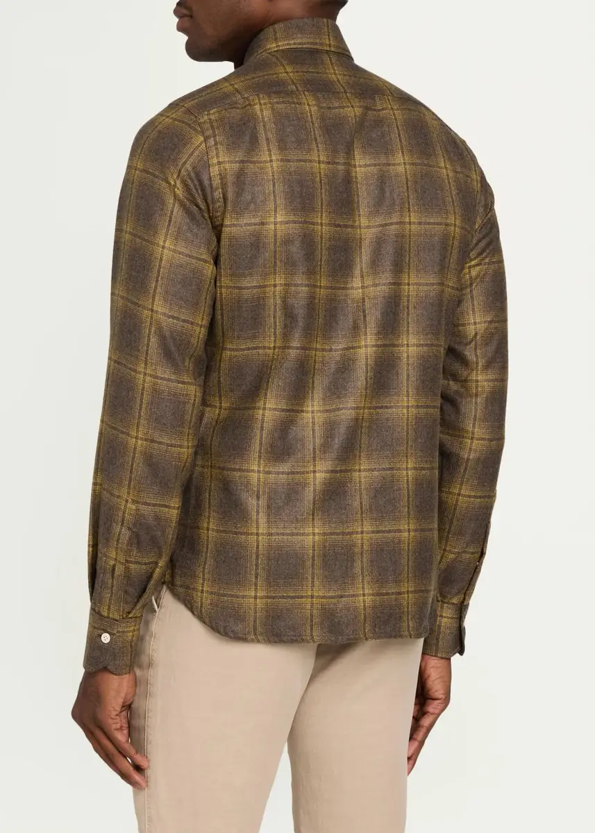 Kiton Men's Cashmere Plaid Overshirt | Thumbnail 3 Kiton Men's Cashmere Plaid Overshirt | Thumbnail 3