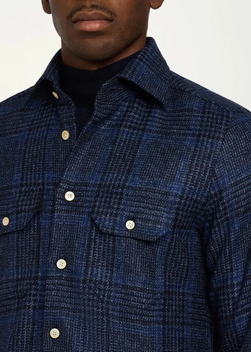 Kiton Men's Cashmere Plaid Overshirt | Thumbnail 10 Kiton Men's Cashmere Plaid Overshirt | Thumbnail 10